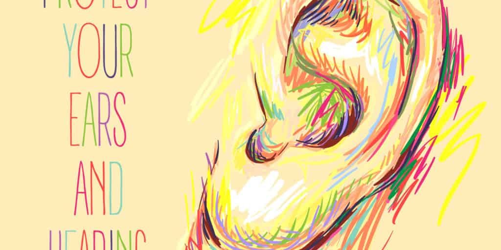 International Ear Care Day. Ear sketch. Health care vector illus