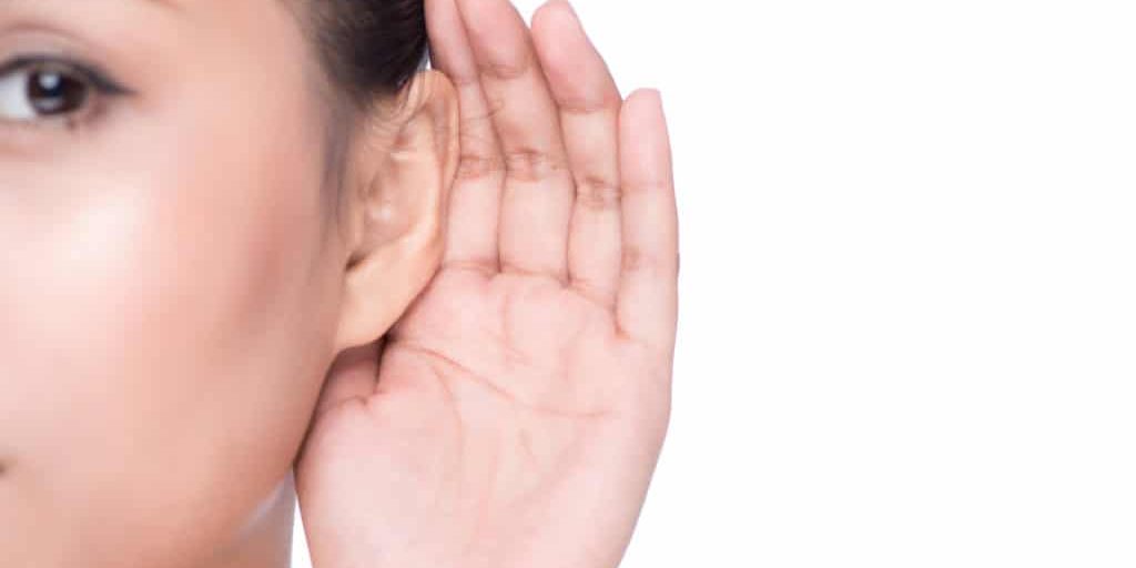 Woman with hearing loss or hard of hearing