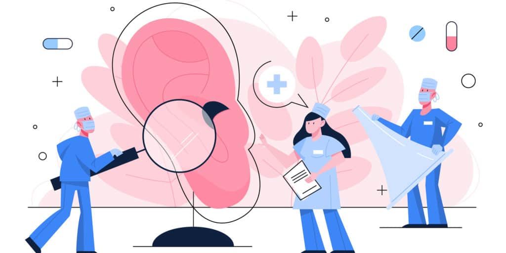 Doctor make ear examination concept. Idea of medical treatment